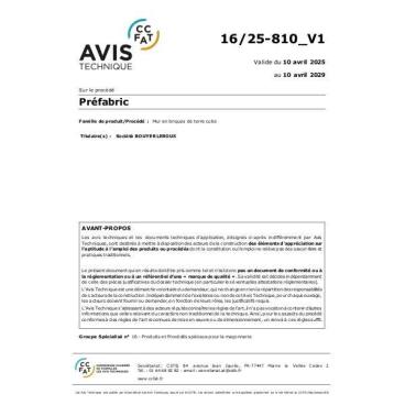 Avis technique (ATec) n° 16/25-810_V1 - Prefabric