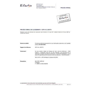 PV Feu bgv'costo ITE REI45 13t n°EFR-19-L-000770