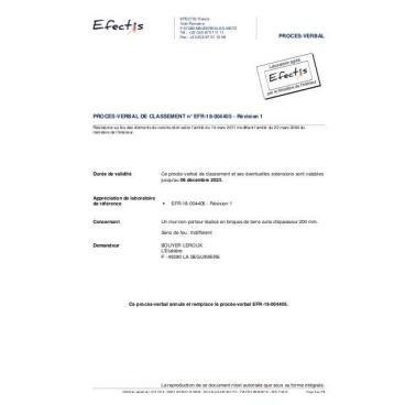 PV Feu Mur non porteur EFR 18004405 Rév1
